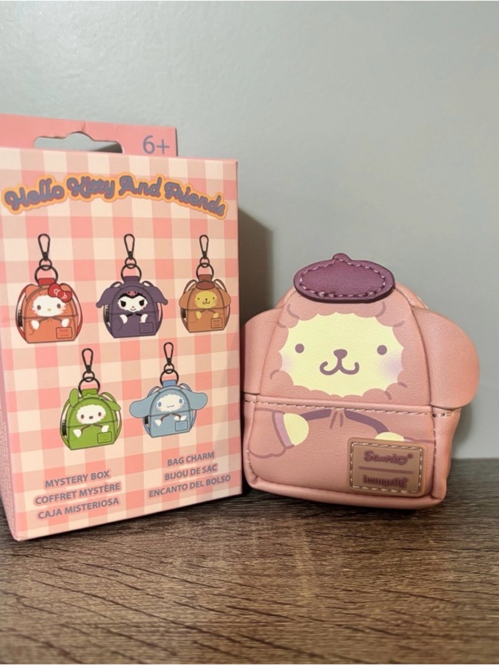 Loungefly Pom Pom Purin Pink Character Mini Backpack Bag Charm